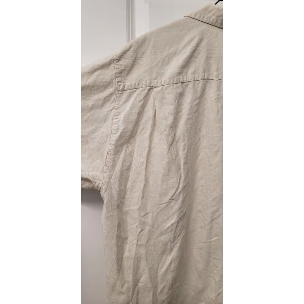 Tommy Bahama 100% Silk Cream White Button Front Short Sleeve Summer Shirt Mens L - Picture 7 of 7